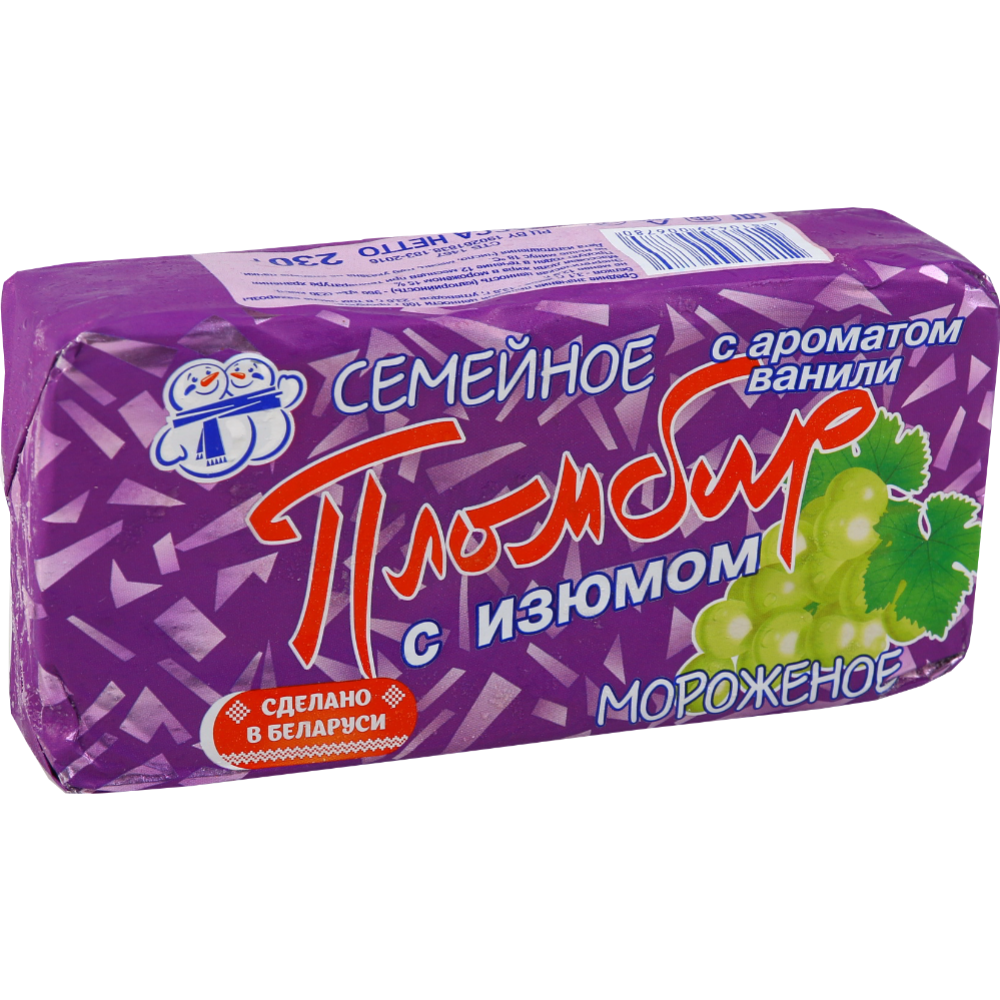 Мороженое «УП Минский хладокомбинат №2» Семейное с изюмом, 230 г #1