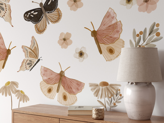 Наклейки на стены "Бабочки в саду"