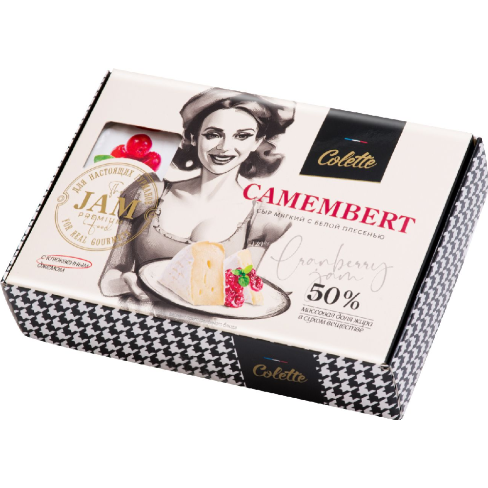 Сыр мягкий с белой плесенью «Colette» Camembert, с клюквенным джемом, 50%, 125 г #0