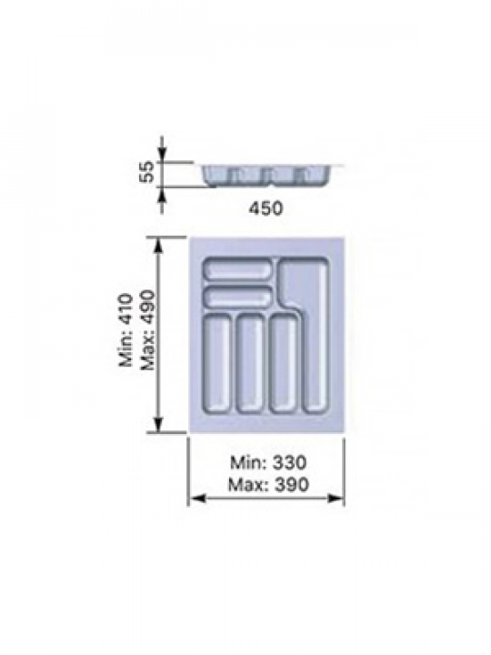 Лоток для столовых приборов Starax S-2284-G (450мм, серый)