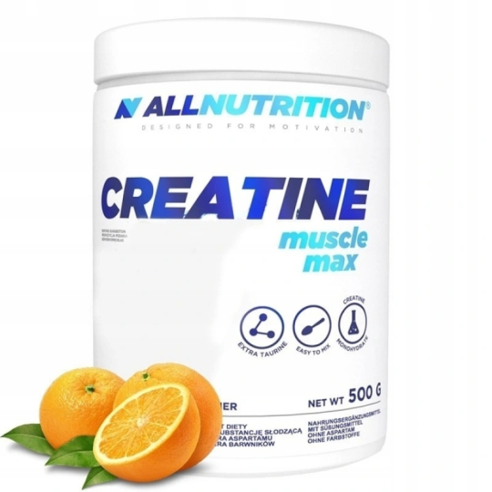 Креатин моногидрат с таурином Creatine Muscle MAX 500 г Allnutrition (Польша), апельсин 83 порции