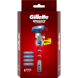 Бритвенный станок «Gillette» Mach3 Turbo с 4 сменными кассетами