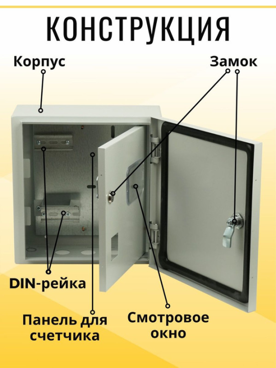 Корпус металлический ЩУ-1ф/1-1 (2 двери) (310х300х150) IP54 Народный эконом SQ0905-3202