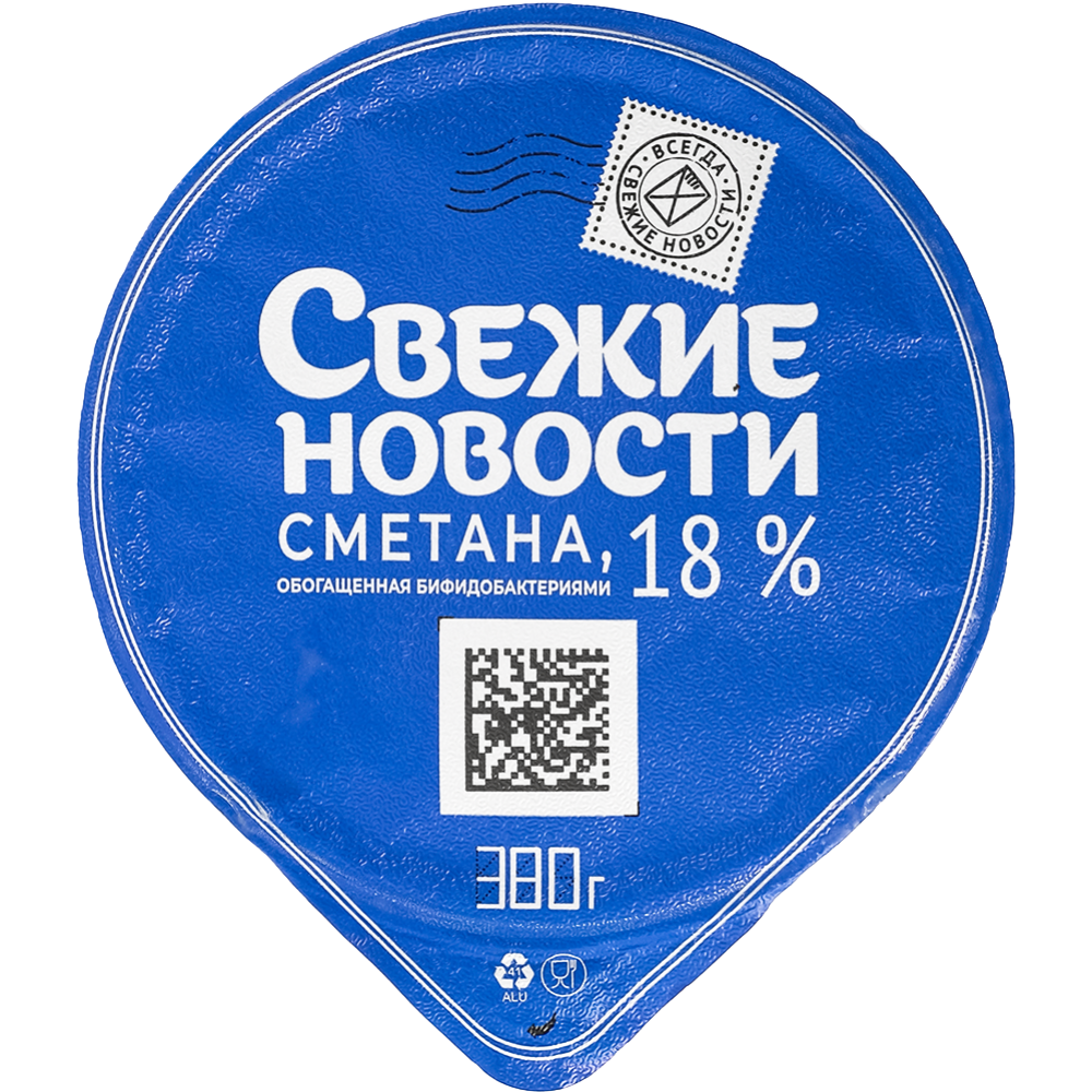 Сметана «Свежие новости» 18%, 380 г #1