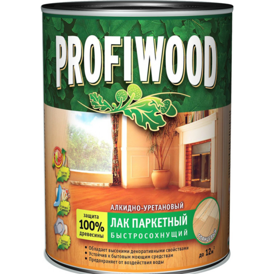 Лак паркетный «Profiwood» быстросохнущий, матовый, 0.8 л