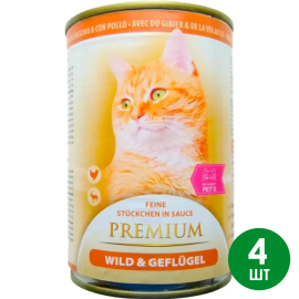 Корм для кошек «My happy pets» Premium, кабан/домашняя птица, 4x415 г