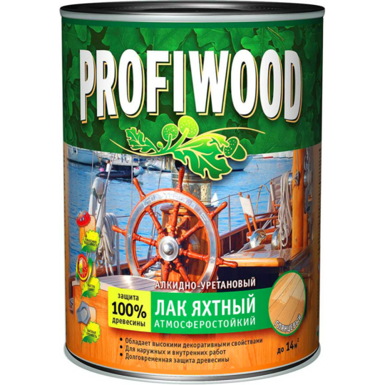 Лак яхтный «Profiwood» атмосферостойкий, глянцевый, 0.8 л