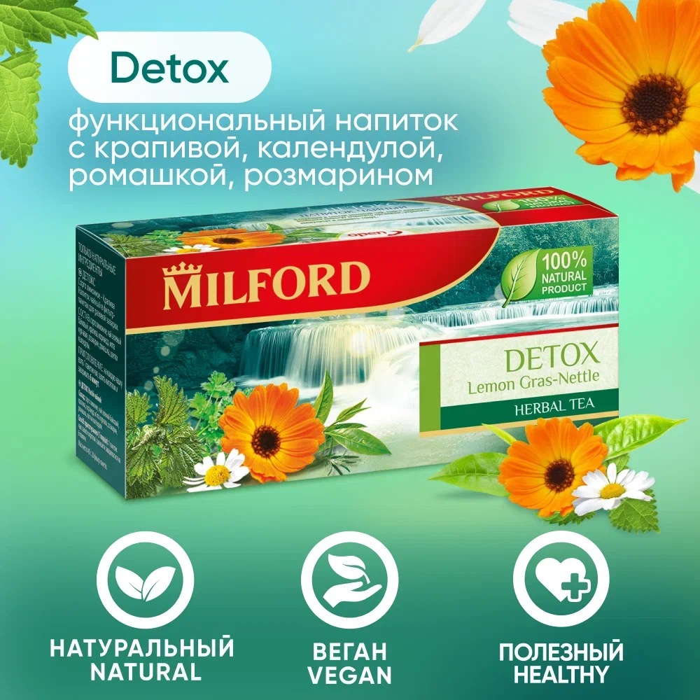 Напиток чайный MILFORD ДЕТОКС в фильтр-пакетах для разовой заварки 20 х 2,0 гр