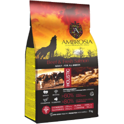 Корм для собак «Ambrosia» Grain Free, для всех пород, го­вя­ди­на/лосось, 2 кг