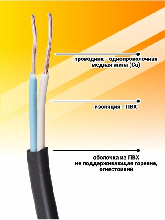 Кабель ВВГ-П нг(А)-LS 2*2,5 ок(N)-0,66 ГОСТ (100м) TDM SQ0117-0074(100)