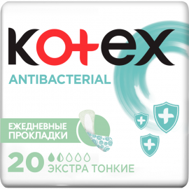 Ежедневные прокладки «Kotex» женские, Antibacterial, экстра тонкие, 20 шт