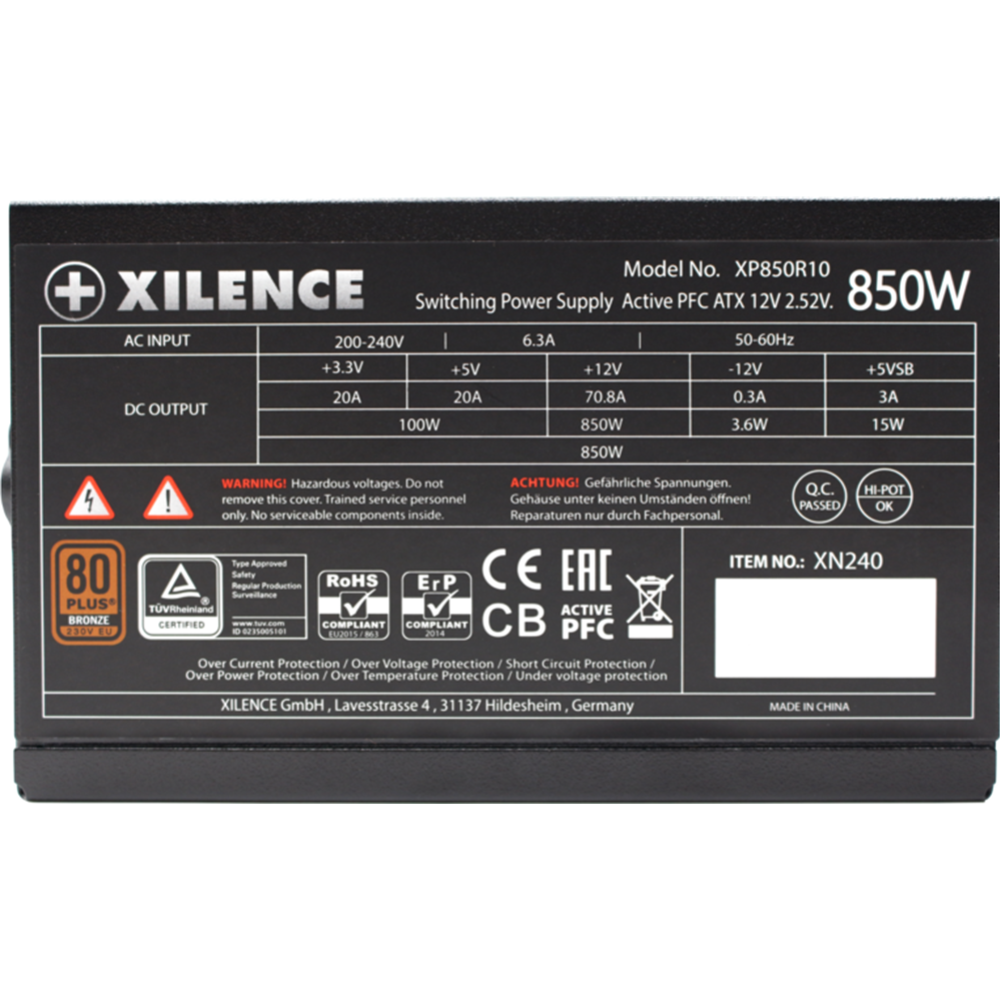 Блок питания «Xilence» Gaming 850W, XP850R10, XN240