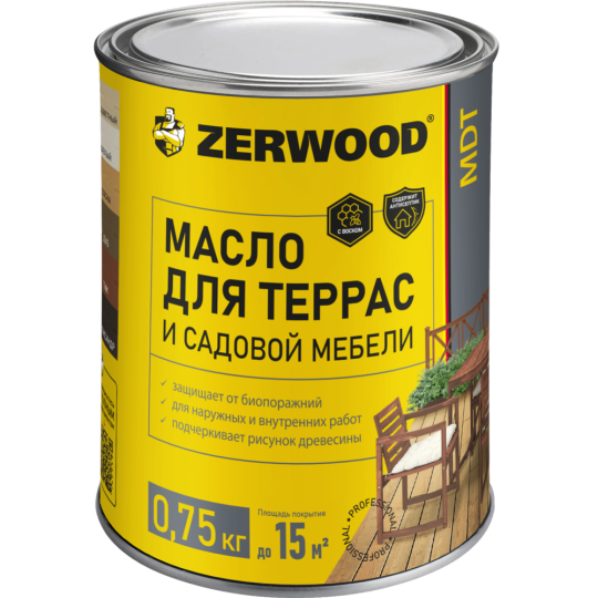 Масло для террас «Zerwood» MDT, тик, 0.75 кг