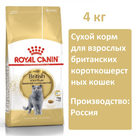 Сухой корм Royal Canin British Shorthair Adult для кошек, 4кг