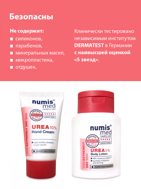 Крем для рук и лосьон для тела с мочевиной Numis Med (арт. 40216060/40217010)