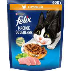 Корм для кошек «Felix» Мясное объ­еде­ние, курица, 600 г