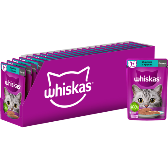 Корм для кошек «Whiskas» Паштет с индейкой и кроликом, 75 г