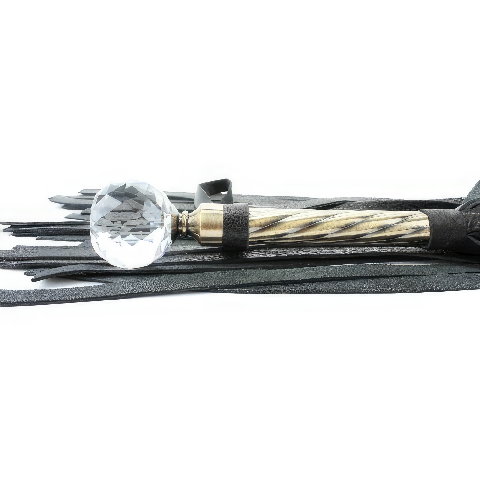 Эксклюзивная кожаная плеть с металлической ручкой 78 см