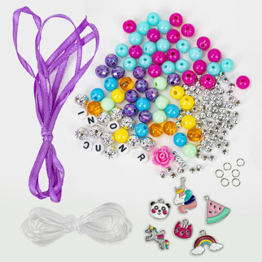 Набор для создания бижутерии и украшений BEADS SET ЕДИНОРОГИ, 164 элемента, BRAUBERG KIDS