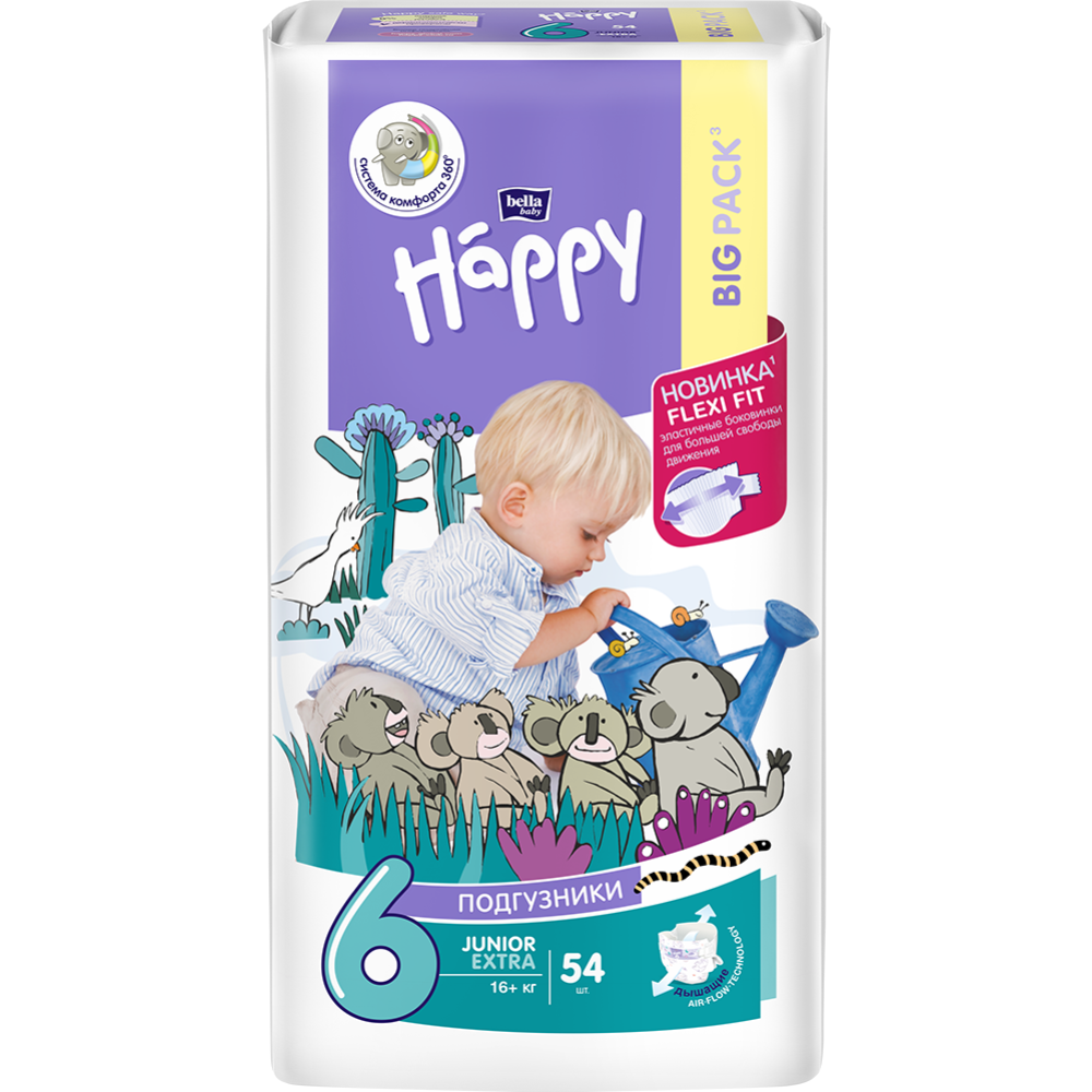 Подгузники детские «Bella Baby Happy» размер Junior Extra, 16+ кг, 54 шт