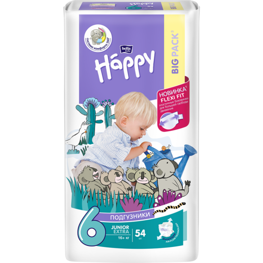 Подгузники детские «Bella Baby Happy» размер Junior Extra, 16+ кг, 54 шт