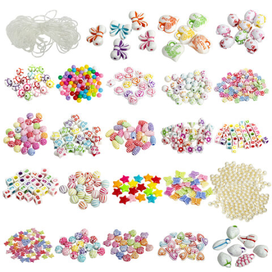 Набор для создания бижутерии и украшений BEADS SET, 450 элементов, 24 вида, BRAUBERG KIDS