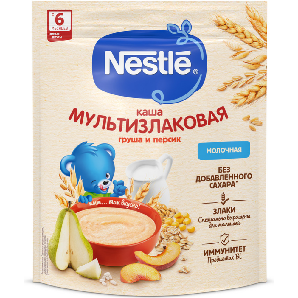 Каша молочная «Nestle» мультизлаковая, груша-персик, 200 г с 6 месяцев #1