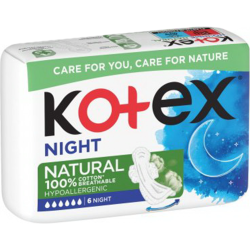 Про­клад­ки жен­ские «Kotex» с кры­лыш­ка­ми Natural Night, 6 шт