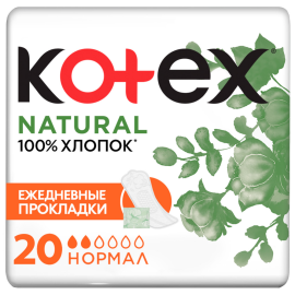 Прокладки женские «Kotex» ежедневные Natural Normal, 20 шт