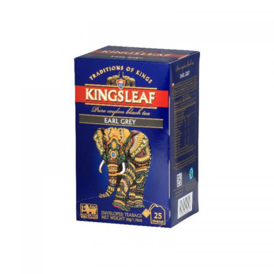 2 пачки черного  пакетированного чая "Kingsleaf earl grey", 50пак, Шри-Ланка