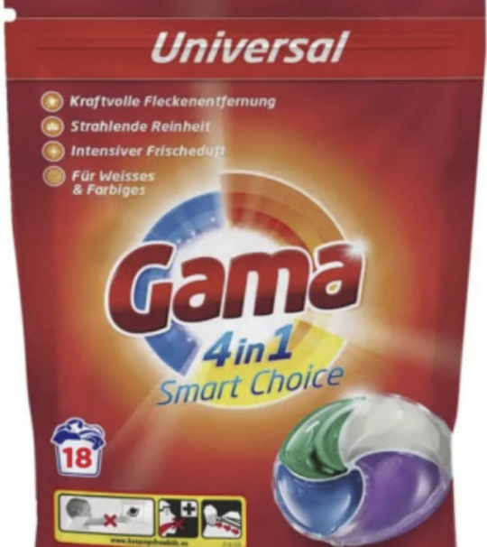 Капсулы для стирки GAMA 4 in 1 Smart Choice Универсальные 18 штук