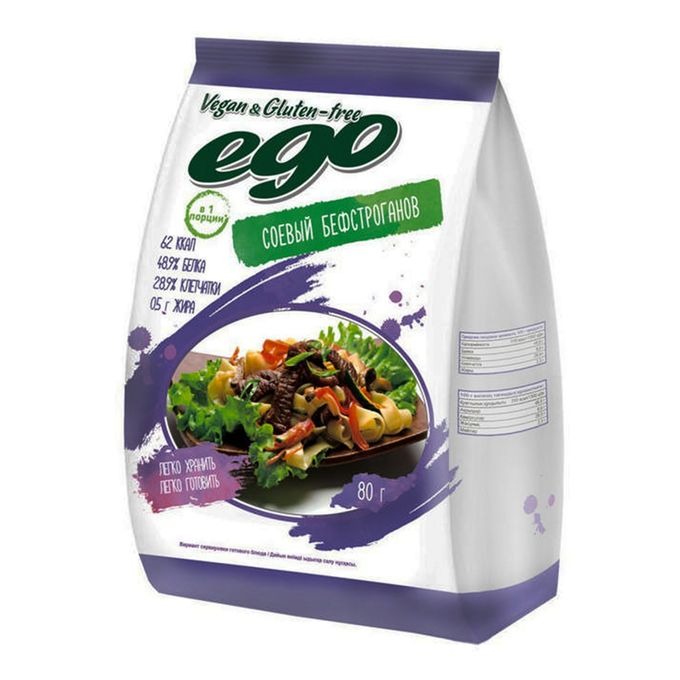 Соевое мясо "Ego" Бефстроганов 3 шт. по 80 г.