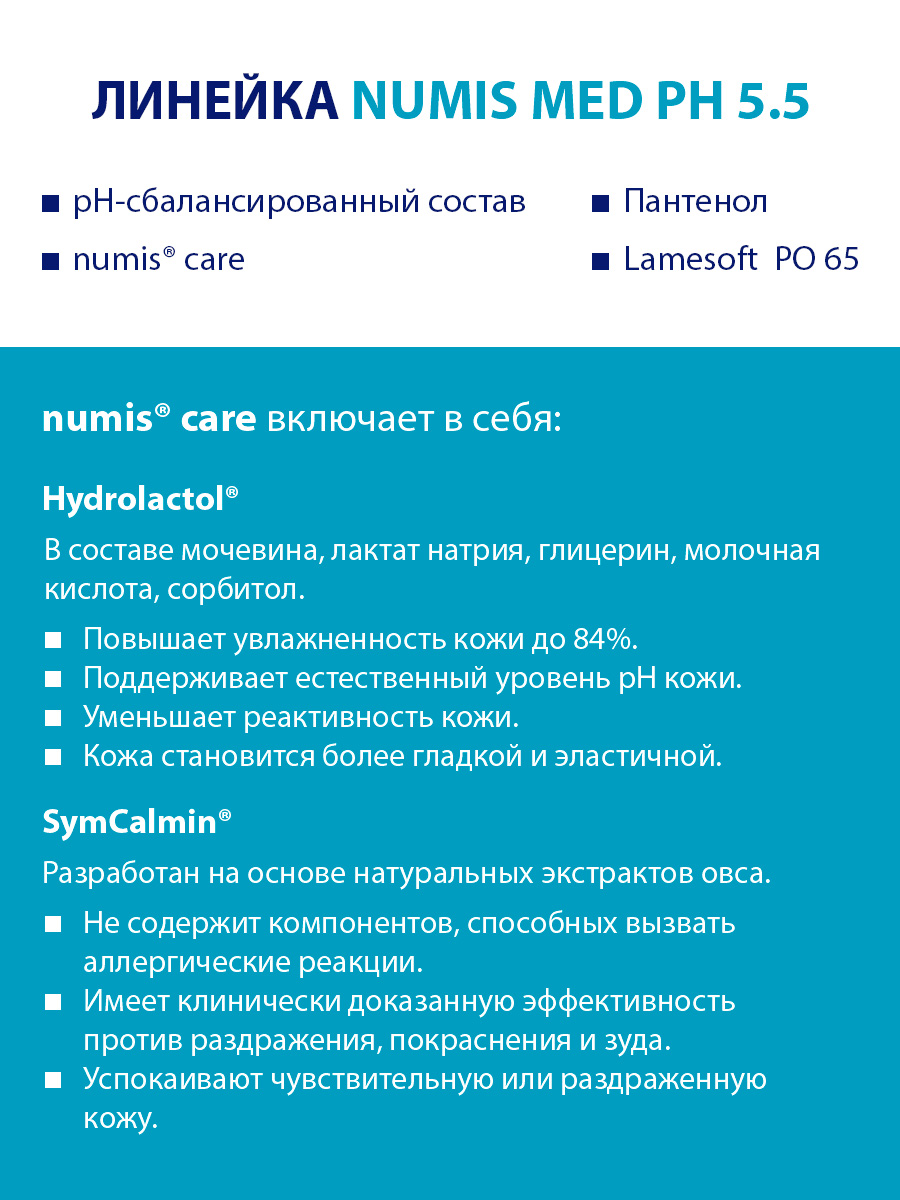 Крем увлажняющий для рук Numis Med, pH 5,5, с пантенолом, 75 мл (арт. 40213060)