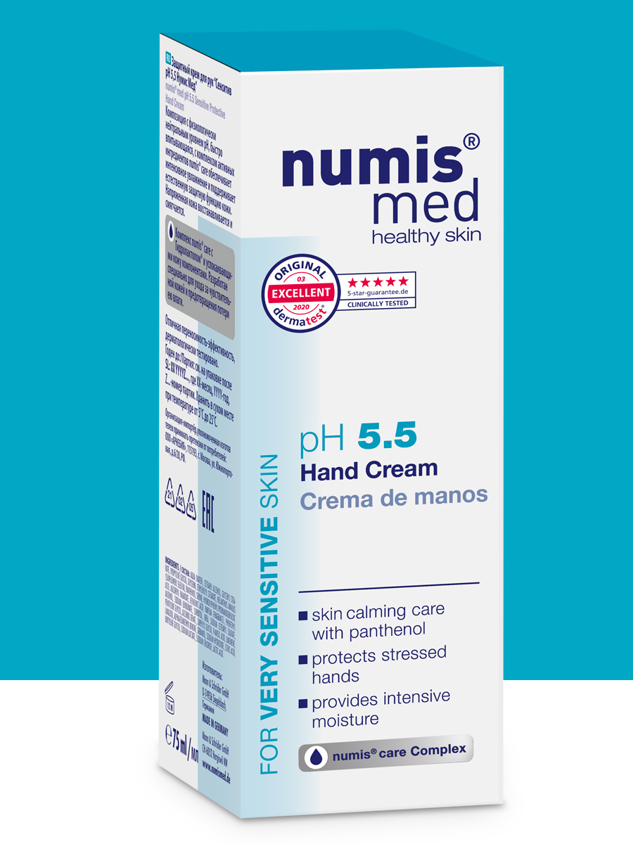 Крем увлажняющий для рук Numis Med, pH 5,5, с пантенолом, 75 мл (арт. 40213060)