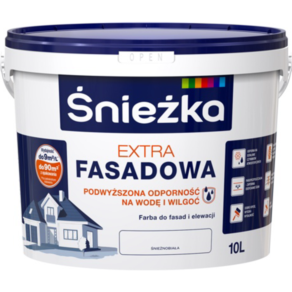 Краска фасадная «Sniezka» Extra Fasadowa, белый, 10 л