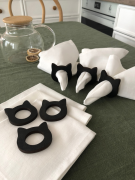 Набор салфетки тканевые и кольца на стол сервировочные уши кота