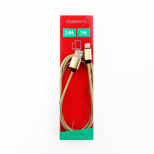 Кабель USB OMEGA TYPE-C-USB 1M GOLD OUFBB6CBOXGL METAL