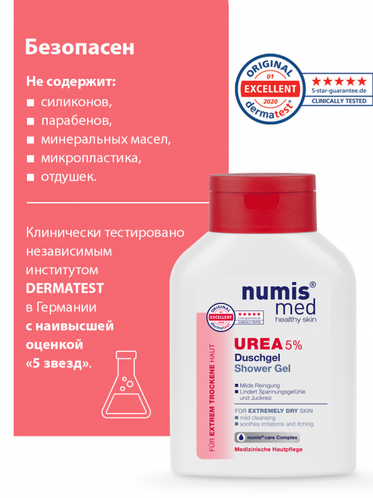 Гель для душа Numis Med с 5% мочевиной, 200 мл (арт. 40212700)