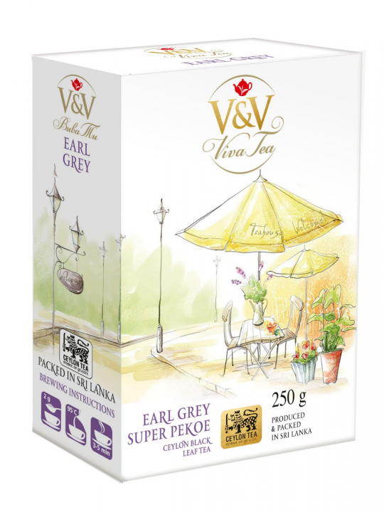 Чай V&V  EARL GREY Super Pekoe чёрный, 250г.