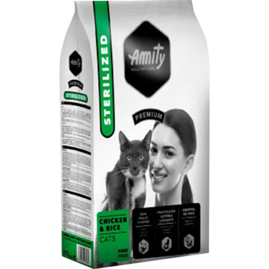 Корм для кошек «Amity» Premium Sterilized Cats, после стерилизации, с курицей и рисом, 1.5 кг