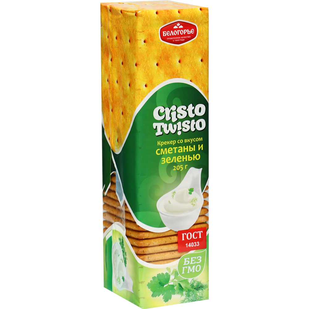 Крекер «Кри­сто-Тви­сто» со вкусом сме­та­ны и зе­ле­нью, 205 г