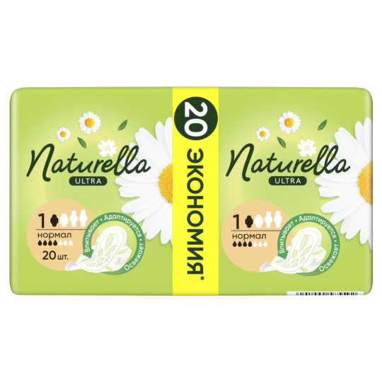 Женские гигиенические прокладки «Naturella» Ultra Camomile Normal with wings Duo, 4х20 шт