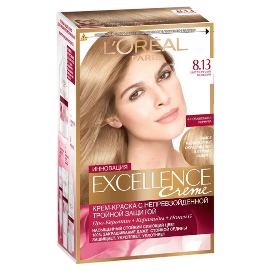 Крем-краска стойкая для окрашивания волос L'Oreal Paris Excellence Creme 8.13 Светло-Русый Бежевый