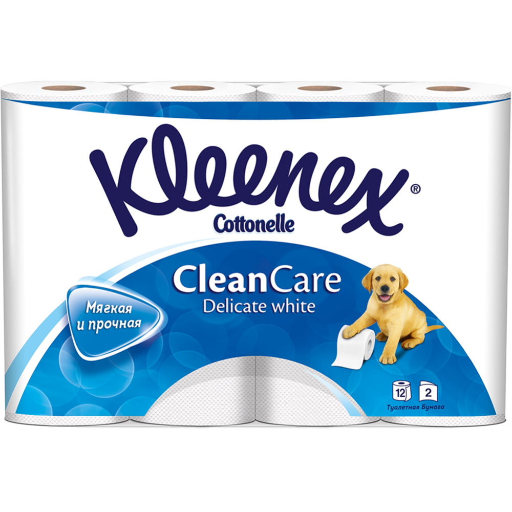 Туалетная бумага «Kleenex» Delicate White, двухслойная, 12 рулонов