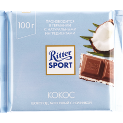 Шо­ко­лад «Ritter Sport» мо­лоч­ный, кокос, 100 г
