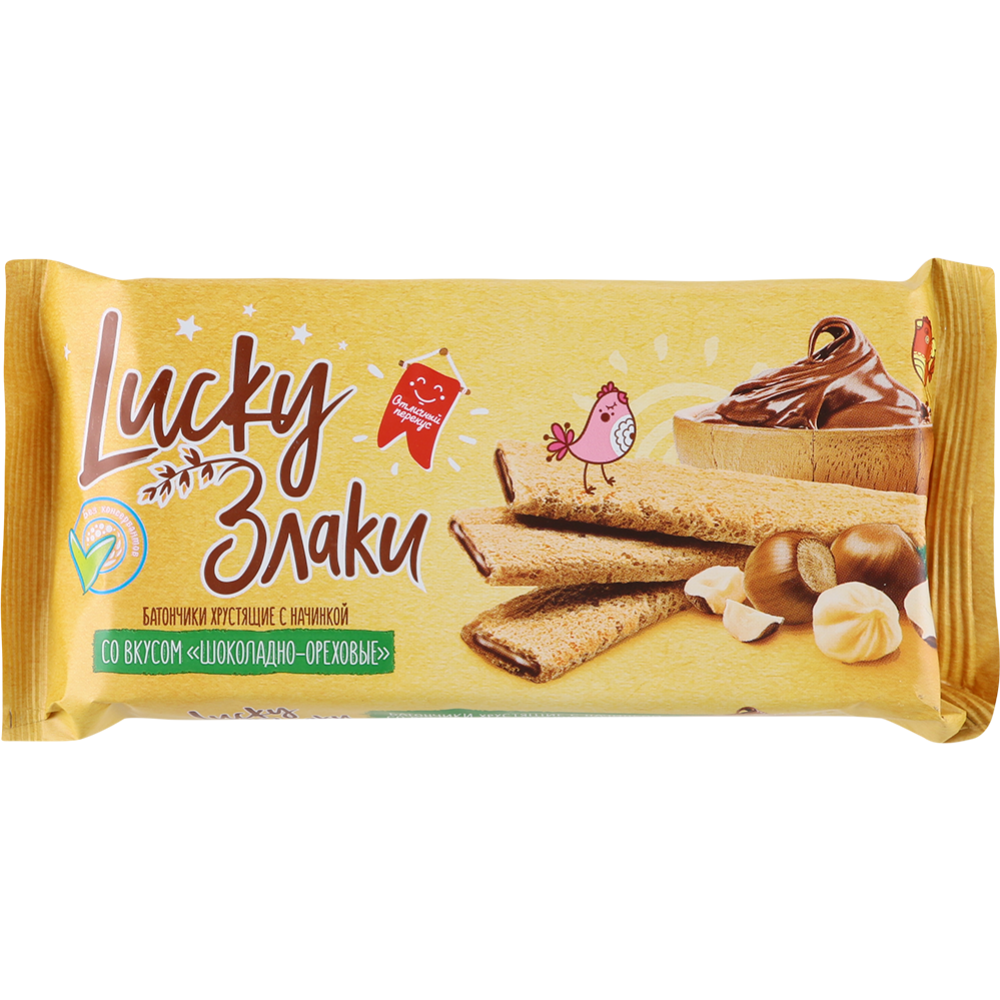 Батончики хрустящие «Lucky» Злаки шоколадно-ореховые, 100 г #0