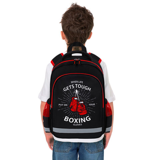 Рюкзак школьный 1 отделение, 3 кармана, 38x28х14 см, ПИФАГОР SCHOOL "Boxing", 272077