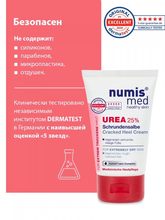 Крем против трещин на пятках Numis Med с 25% мочевиной, 50 мл (арт. 40216050)