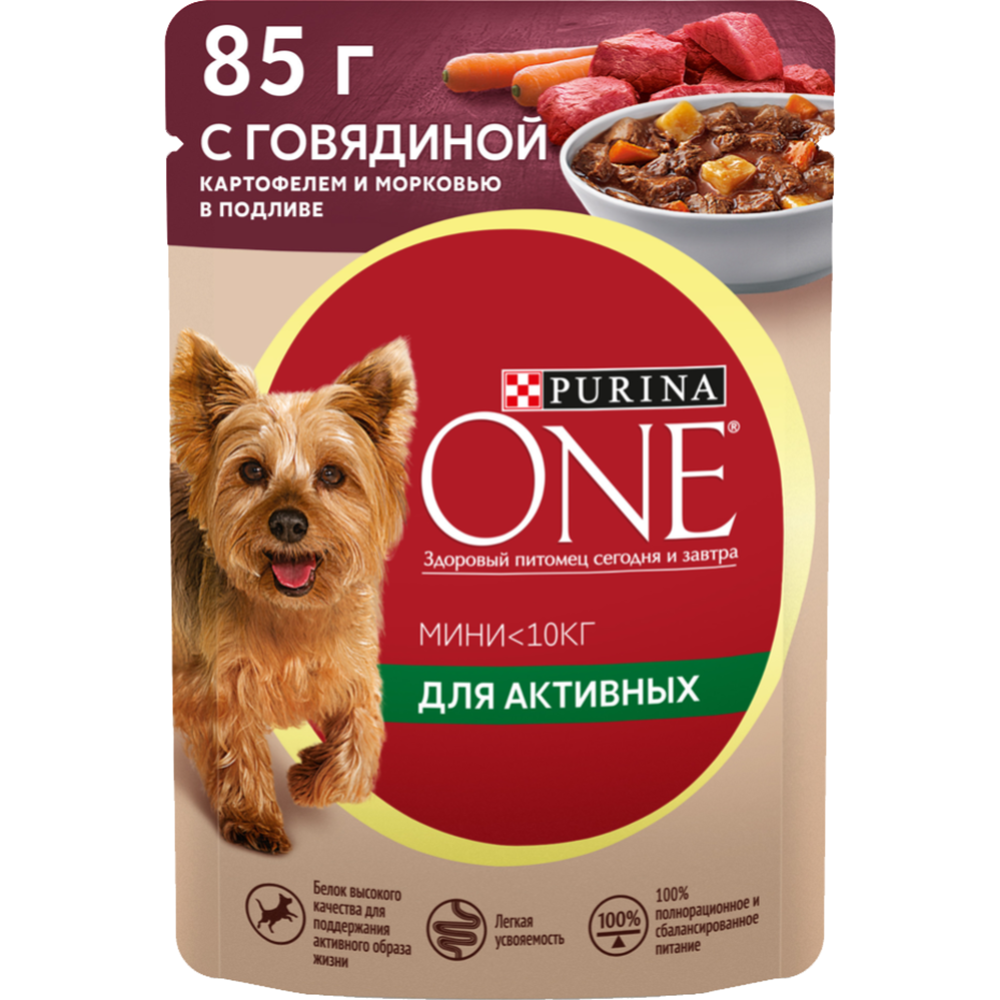 Картинка товара Корм для собак «Purina One» Мини, говядина и картофель, 85 г