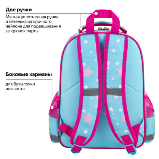 Рюкзак школьный 1 отделение, 3 кармана, 38x28х14 см, ПИФАГОР SCHOOL "Smart penguin", 271403